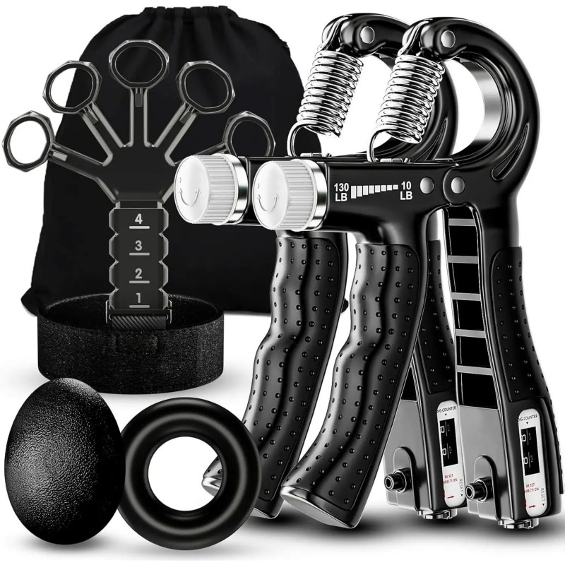 Hand Grip Strengthener Kit With Adjustable Resista...